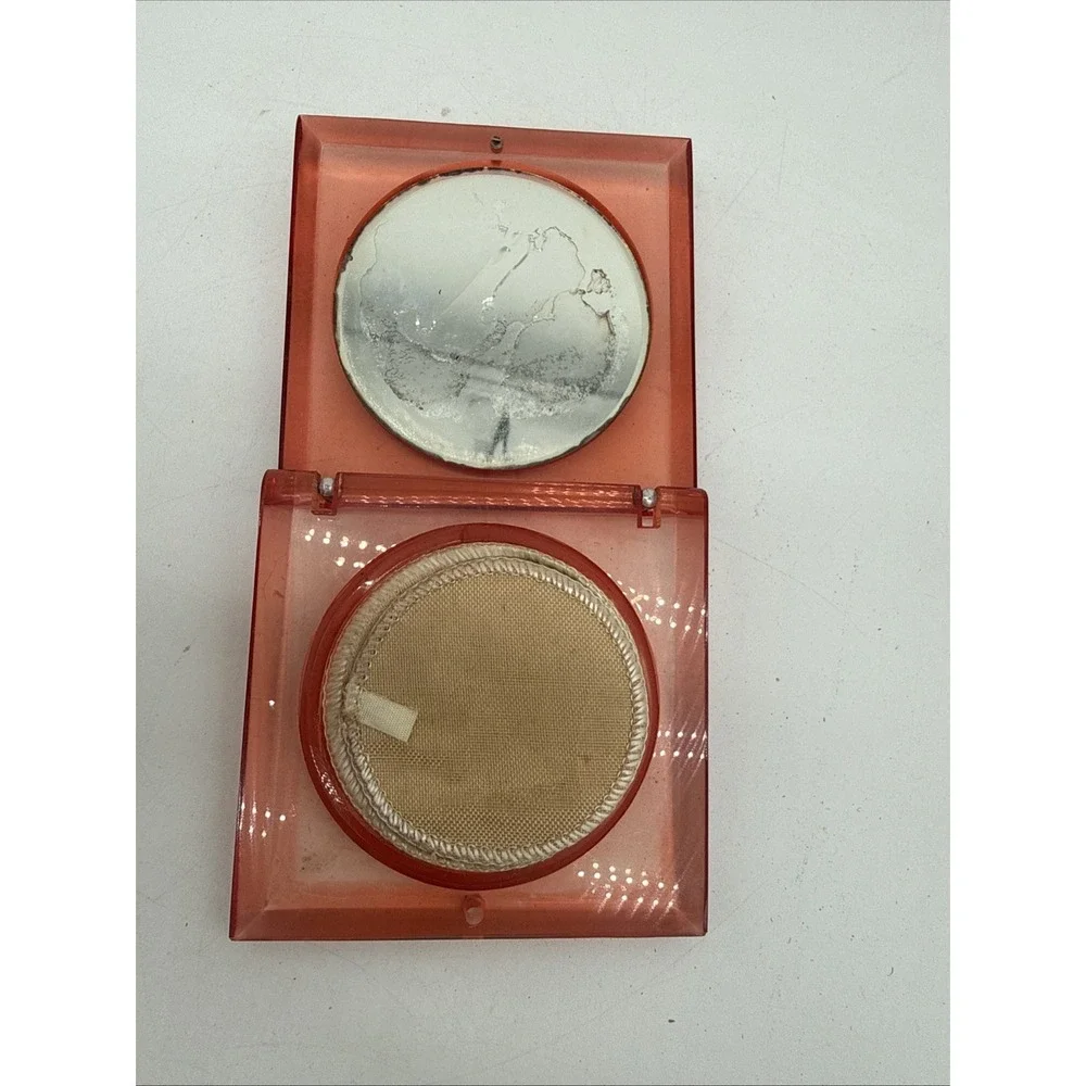 Vintage Red Lucite Square Compact Powder Box With Naples Grape Leaf Design